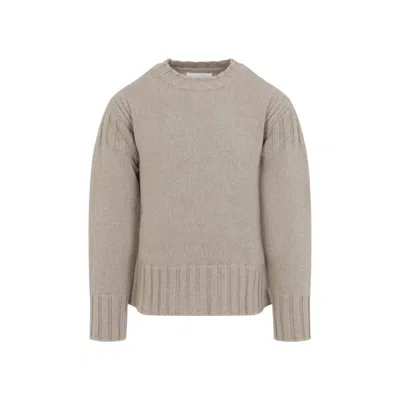 Jil Sander Cashmere Knit Sweater With Ribbed Detailing In Gray