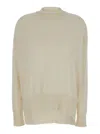 Jil Sander Cream Ribbed Pullover In White