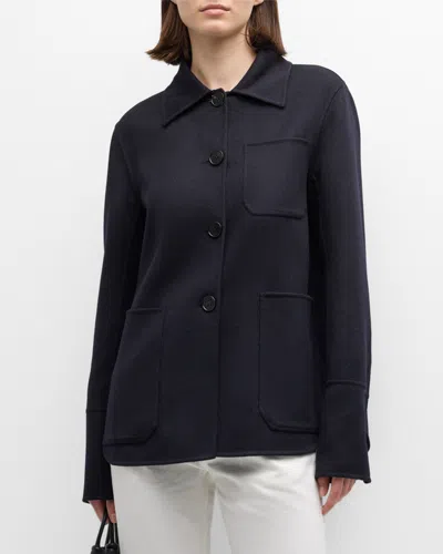 Jil Sander Cashmere Shirt Jacket In Navy