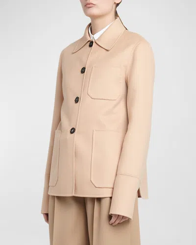 Jil Sander Cashmere Shirt Jacket In Sand Stone
