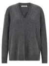 Jil Sander V-neck Long Sleeve Cashmere Knit Sweater In Gray