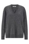 Jil Sander V-neck Long Sleeve Cashmere Knit Sweater In Gray