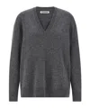 Jil Sander V-neck Long Sleeve Cashmere Knit Sweater In Gray