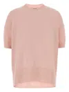 Jil Sander Cashmere Sweater With Short Sleeves And Crew Neck In Pink