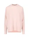 Jil Sander Soft Texture Knit Crewneck With Ribbed Cuffs And Hem In Pink