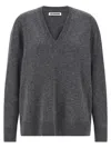 Jil Sander V-neck Long Sleeve Cashmere Knit Sweater In Gray