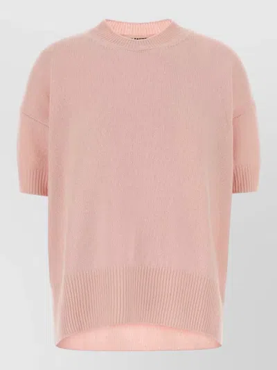 Jil Sander Cashmere Sweater With Short Sleeves And Crew Neck In Pink