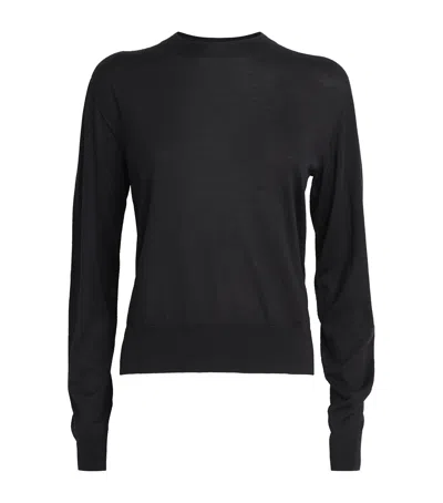 Jil Sander Cashmere-virgin Wool-silk Sweater In Black