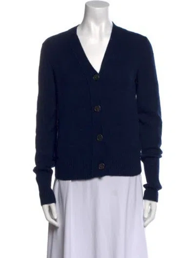 Pre-owned Jil Sander Cashmere V-neck Sweater In Blue