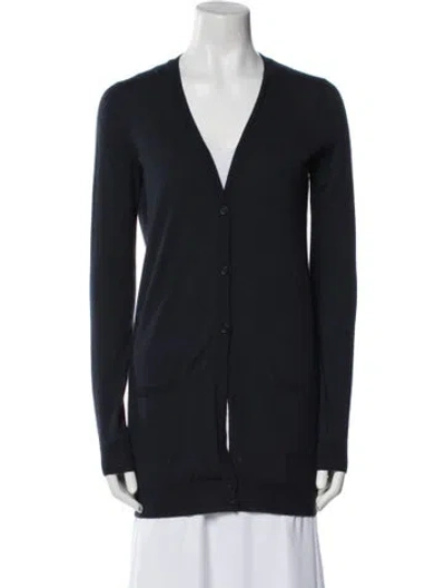 Pre-owned Jil Sander Cashmere V-neck Sweater In Blue