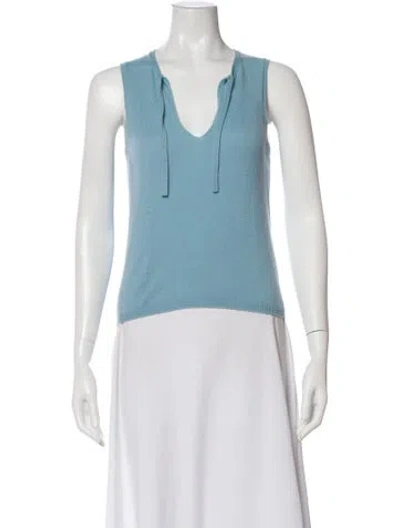 Pre-owned Jil Sander Cashmere V-neck Sweater In Blue