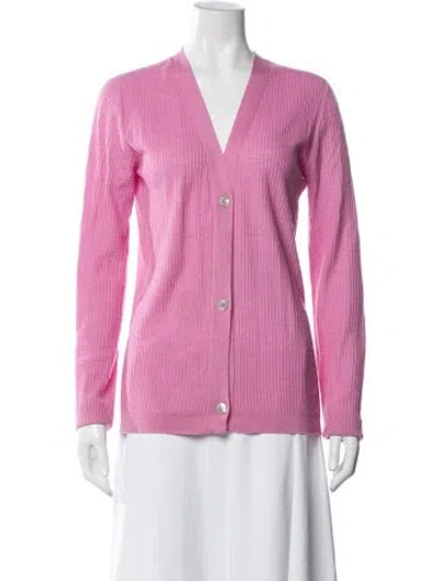Pre-owned Jil Sander Cashmere V-neck Sweater In Pink