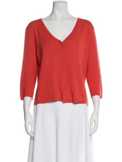 Pre-owned Jil Sander Cashmere V-neck Sweater In Red