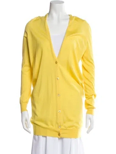 Pre-owned Jil Sander Cashmere V-neck Sweater In Yellow