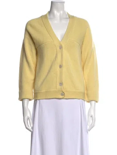 Pre-owned Jil Sander Cashmere V-neck Sweater In Yellow