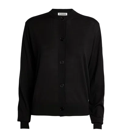 Jil Sander Cashmere-wool-silk Cardigan In Black