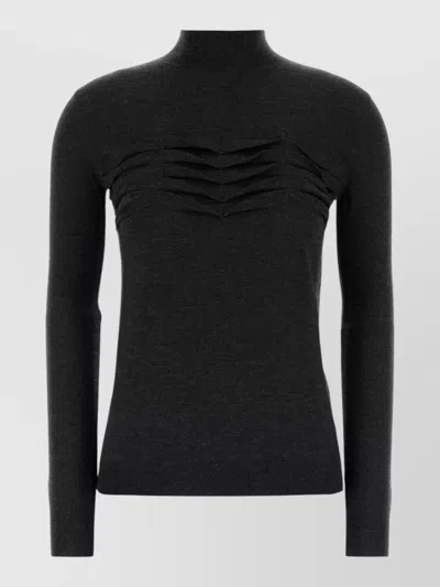 Jil Sander Charcoal Wool-cashmere Blend Sweater In Black
