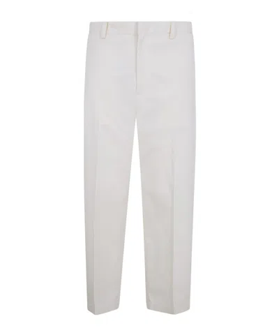 Jil Sander Pleat Detailed Straight Leg Pants In White