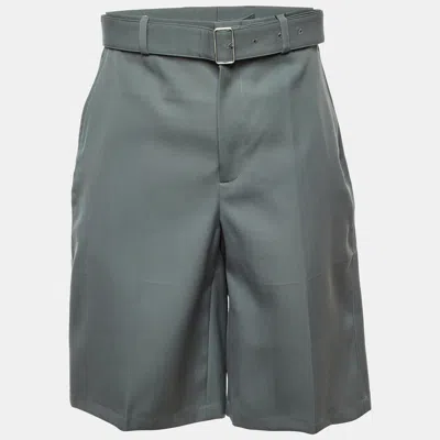 Pre-owned Jil Sander Celadon Green Wool Wide Leg Belted Shorts M