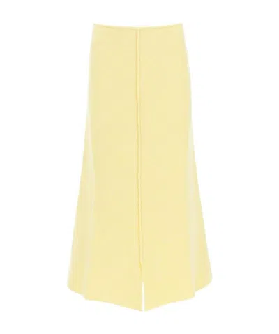 Jil Sander Central Pleat A-line Skirt In Yellow