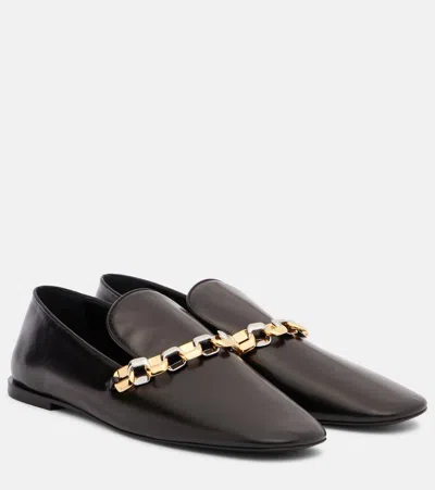 Jil Sander Chain-detail Leather Loafers In Black