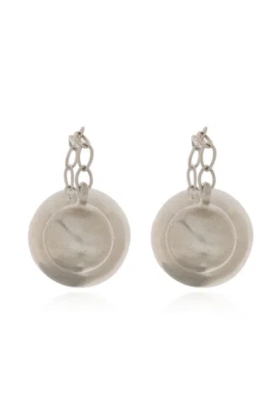 Jil Sander Chain Mirrored Earrings In Silver