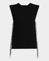 Jil Sander Chainmail Fringed Sleeveless Top In Black