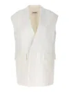 Jil Sander Flap Pockets Oversized Tailored Vest In White