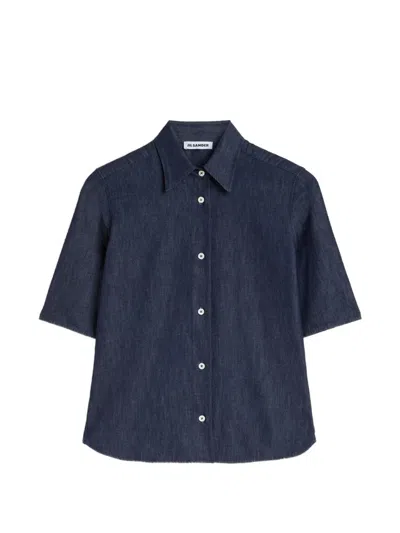 Jil Sander Chambray Short-sleeve Shirt In Blue