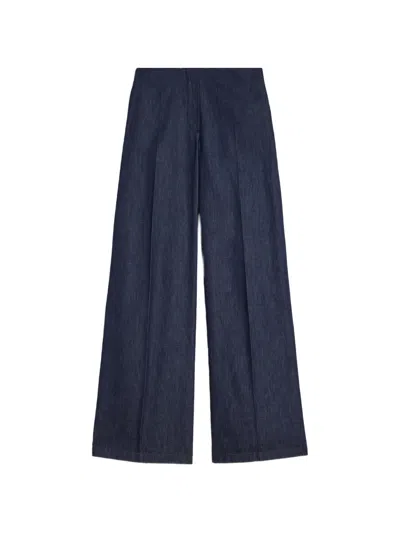 Jil Sander Chambray Straight-leg Trousers In Black