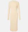Jil Sander Wool And Cotton Midi Dress In Champagne