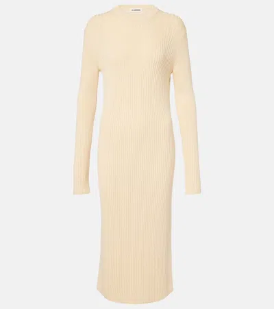 Jil Sander Wool And Cotton Midi Dress In Champagne