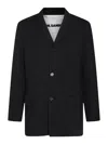 Jil Sander Oversized Wool Jacket Flap Pockets In Black