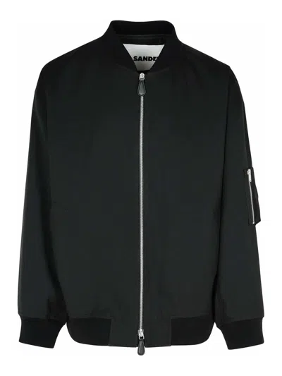JIL SANDER BLACK POLYESTER JACKET