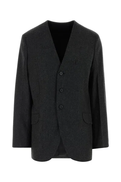Jil Sander Charcoal Wool Blazer In Black
