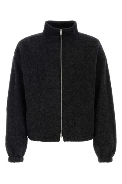 Jil Sander Charcoal Wool Blend Sweatshirt In Gray