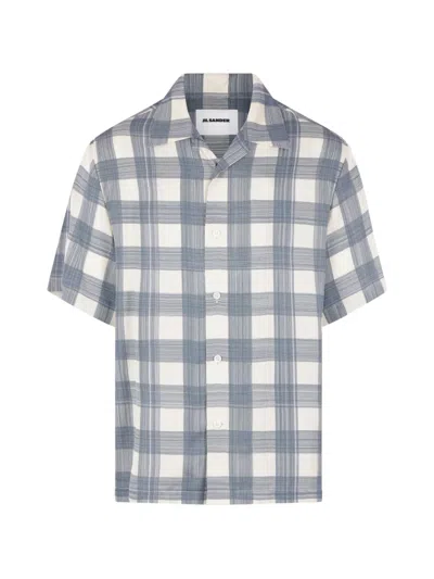 Jil Sander Check-pattern Short-sleeve Shirt In Blue