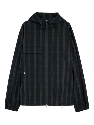 Jil Sander Check Print Zipped Blouson In Blue