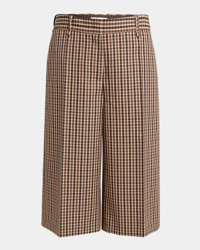 Jil Sander Check Straight-leg Bermuda Shorts In Brown