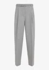 Jil Sander Tailored Check Trousers With Belt Clothing In Gray