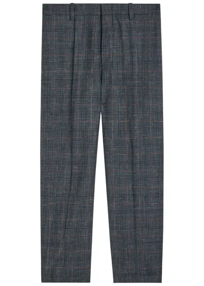 Jil Sander Checked Straight-leg Trousers In Black
