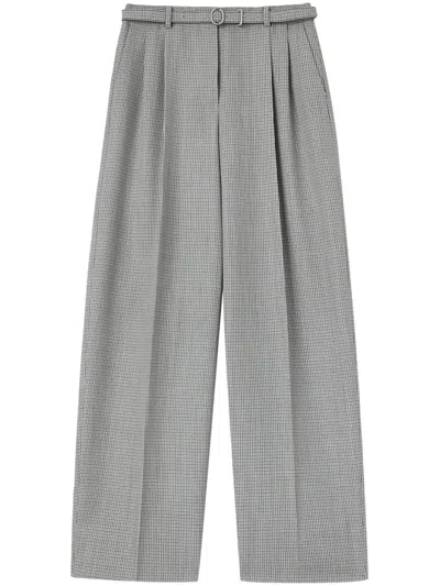 Jil Sander Checked Virgin-wool Palazzo Pants In Gray