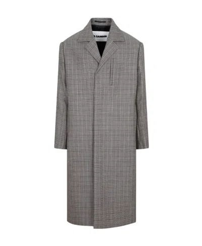 Jil Sander Checked Wool Coat In Gray