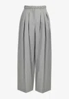 Jil Sander Checked Wool Tailored Pants In Gray