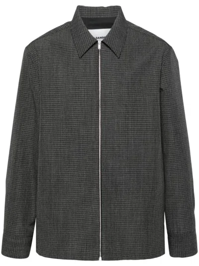 Jil Sander Checkered Shirt In Grey