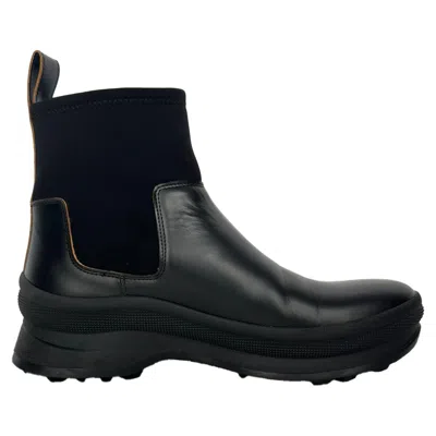 Pre-owned Jil Sander Chelsea Ankle Boots In Black Leather