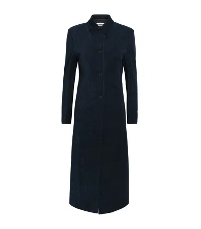 Jil Sander Chenille Car Coat In Navy