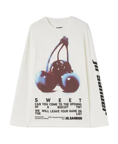 Jil Sander Cherry-print Cotton T-shirt In White