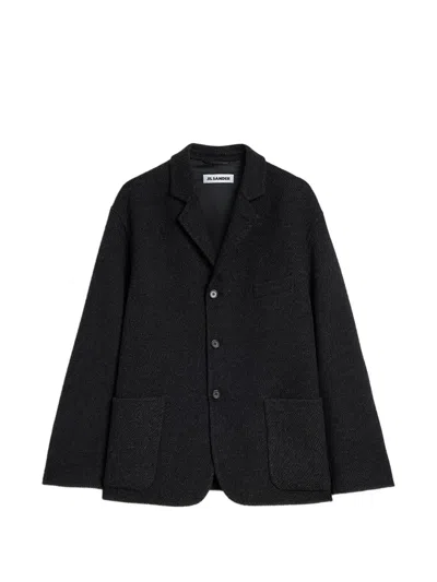 Jil Sander Chevron-pattern Jacket In Black