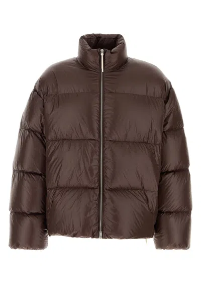 Jil Sander Nylon Down Puffer Jacket With High Collar In Brown